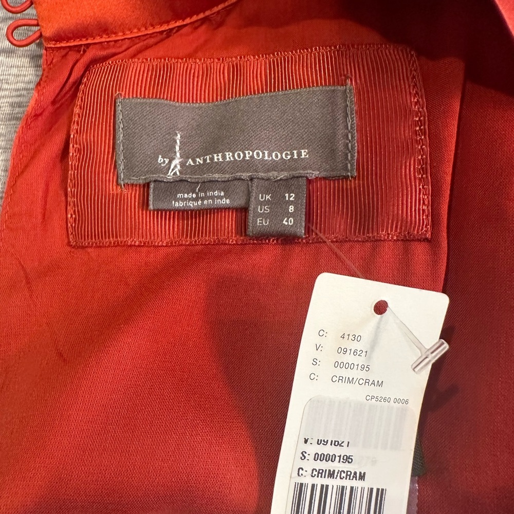 Mock neck draped silk dress by Anthropologie Orange baked paprika - Picture 8 of 8